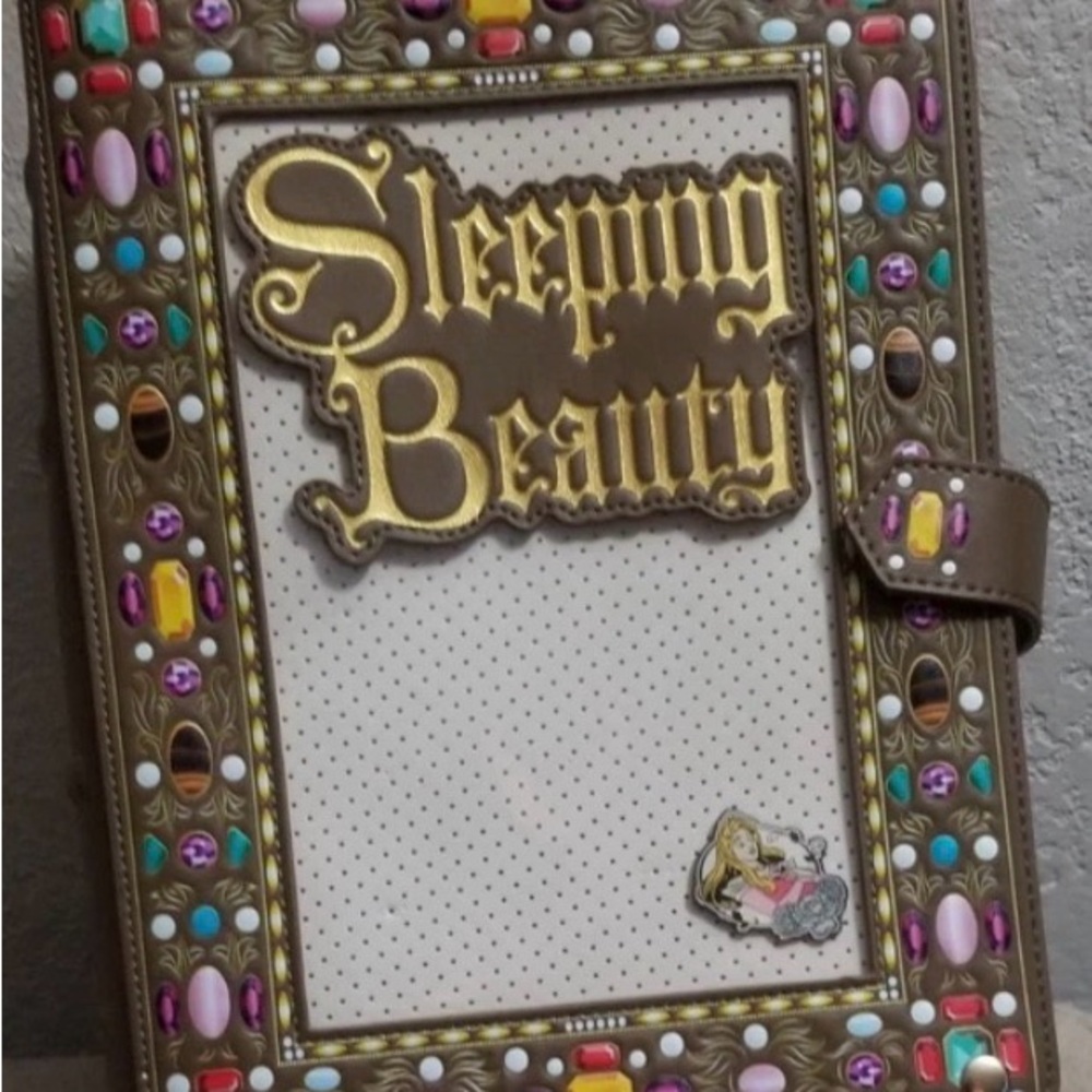 Loungefly Brown Jeweled Sleeping Beauty Book Backpack